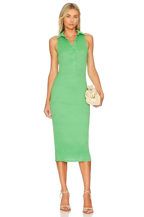 Camila Coelho Dresses & Skirts - Camila Coelho Monica Crinkled Green Sleeveless Midi Shirt Dress Size Medium